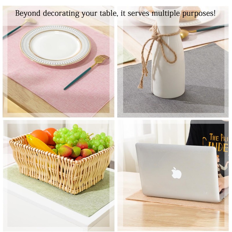 UnivoColors Set of 6 Faux Linen Placemats, Heat-Resistant & Easy-to-Clean,13"x19"for