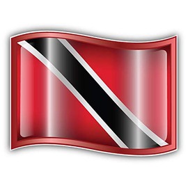 JJH Inc Magnet Trinidad and Tobago Glossy Waving Flag Flexible Vinyl Magnet Waterproof Car Magnetic Bumper Sticker 5"