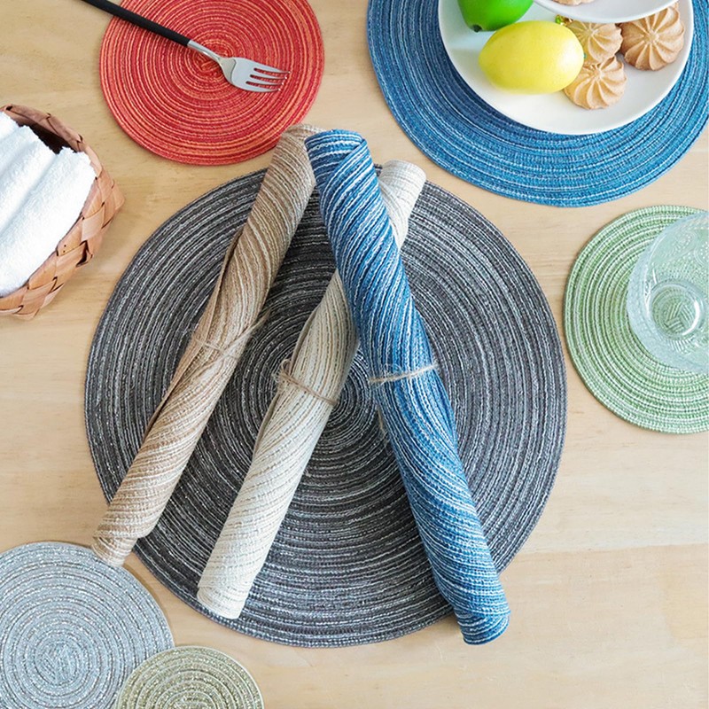 ADIDO EVA Round Placemats 11.8 inch Set of 4 -