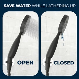 HammerHead Showers Solid Metal Shower Head Shutoff Valve, Brass Valve Reduces Flow to a Trickle, Universal Shower Shutoff, Plumbing Code Compliant, Matte Black