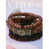 GAUEIOUR Cowhide Wood Bead Bracelet,Wooden Beaded Bracelet Bangle for Men