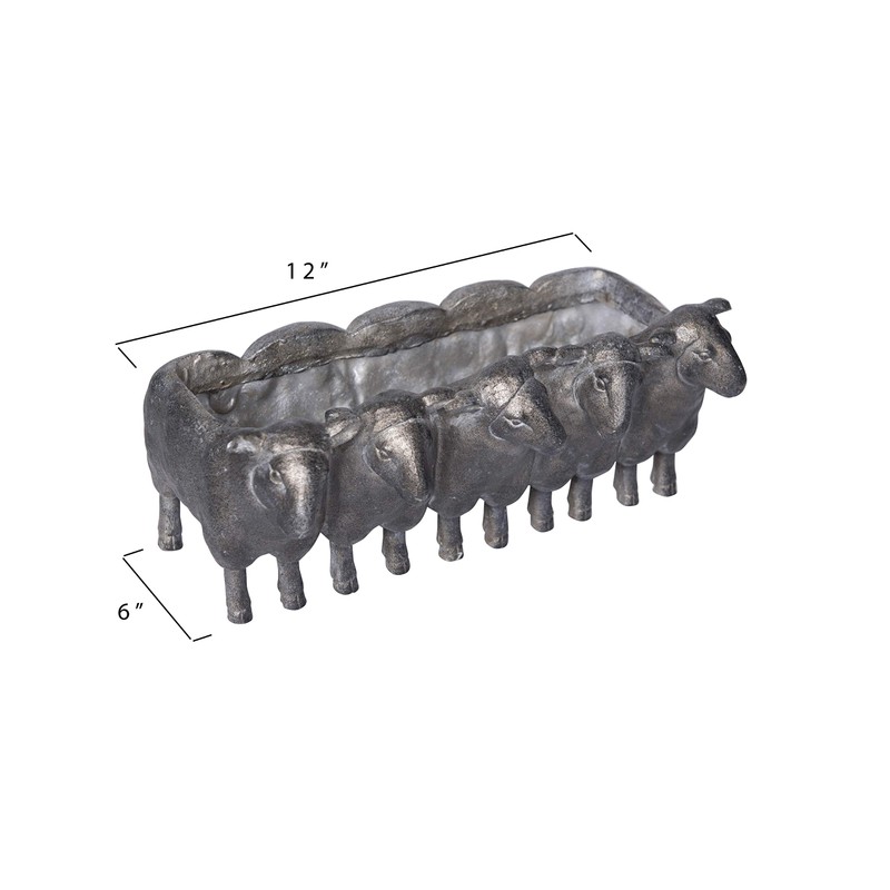 Creative Co-Op Resin Sheep Planter with Distressed Iron Finish