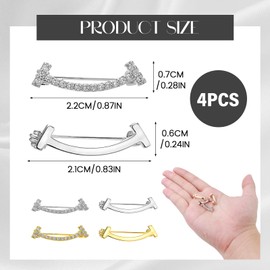 Brooches for Clothing, Pack of 4 Brooch Cutout Reducing Faux Brooch Collar Scarf Clip Double Headed Clothing Sweater Shawl Clip Artificial Decoration Safety Pin Brooch Sweater Clips, Metal, No