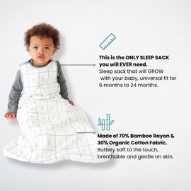 Tealbee Dreambag: Rayon Made from Bamboo, Organic Cotton Baby Sleep Sack Universal Fit 6-24 Months - 1.2 TOG All Season Baby Wearable Blanket - 2-Way Zipper - Alphabet