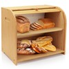 Thalomely Bread Box for Kitchen Countertop, Double Layer Bamboo Bread