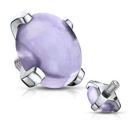 Forbidden Body Jewelry 14g Surgical Steel 5mm Synthetic Stone Dermal Top for Internally Threaded Anchor, Metal