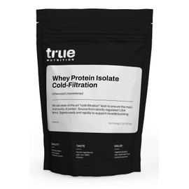 True Nutrition Unflavored Whey Protein Isolate Cold-Filtration - 100% Whey Protein Powder - 27g Protein per Serving - Mixes Easily and Tastes Great - Third Party Tested - Unflavored/Unsweetened - 1lb