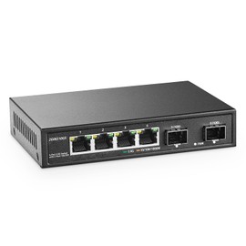 YuLinca 4 Port 2.5G Network Switch with 2x10G SFP, 4 x 2.5GBASE-T Ports, Compatible with 100/1000/2500Mbps, Multi-Gigabit Fanless Unmanaged Metal Desktop Ethernet Switch
