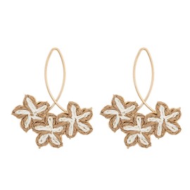 Raffia Daisy Earrings Colorful Geometric Bohemian Straw Wrapped Rattan Flower Earrings Boho Cute Funky Jewelry for Summer Beach, Rattan, No Gemstone