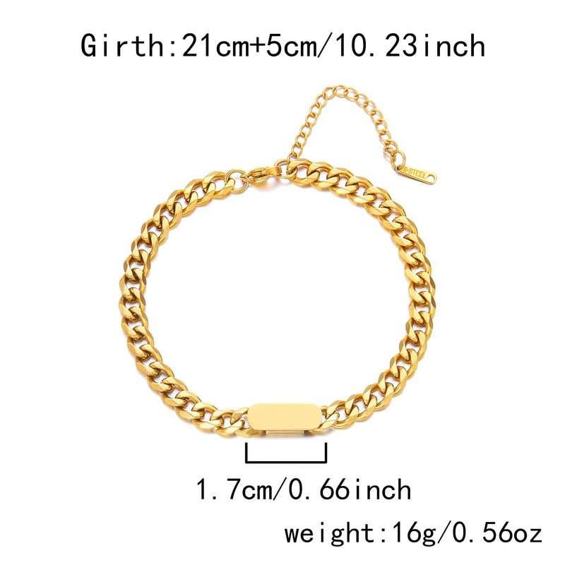 YIFSIY Cuban Link Bracelet for Men, 18K Yellow Gold Plated