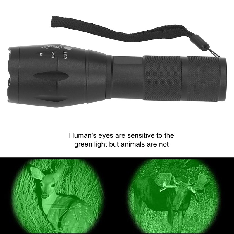 Small LED Flashlight Single Mode Retractable Focusing Waterproof Green Light