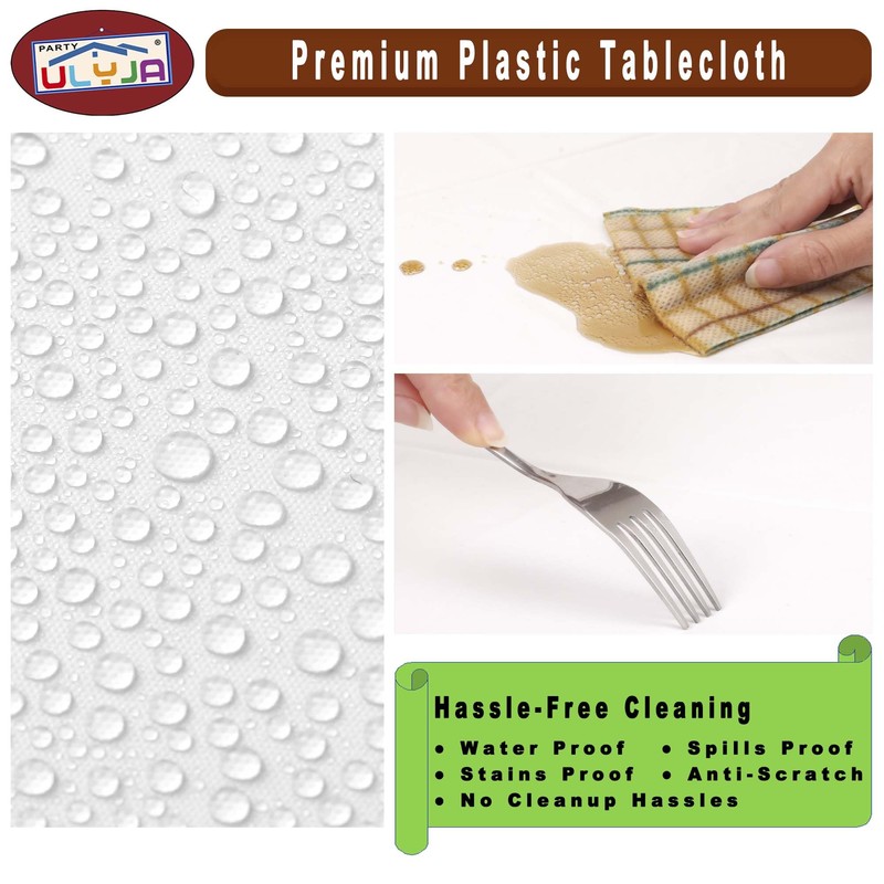 PARTY ULYJA Orange Tablecloths Plastic 3 Pack Premium 84 Inches
