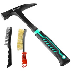 YesRight Chipping Hammer, 22oz Welding Chipping Hammer with 2Pcs Steel Wire Brush, Sheet Metal Hammers Slag Removal Tool for Welders Metal Cleaning Workshop & DIY Projects