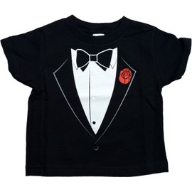 Ann Arbor T-shirt Co. Big Boys' Tuxedo Tee | Kid's Wedding Youth & Toddler Shirt-Youth Small (6-8) Black