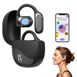 AI Language Translator Earbuds,Real Time 3 in 1 DevicesTranslation Earbuds,144 Languages and Accents,Bluetooth Translation for Travel,Business,Learning Compatible with Android & iOS (Black)