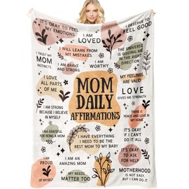 AUMA New Mom Gifts for Women - Mom Blanket with Daily Affirmations Messages, New Mom Care Package After Baby, Gifts for Mom, Girl Mom, Boy Mom(50"x60")