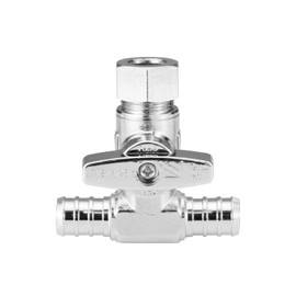 WMAXPFIT Tee Stop Valve(1 PACK), 1/2" PEX x 1/2" PEX x 3/8" OD Compression, PEX, PE-RT Pipe, 1/4 Turn Shutoff Valve Chromed LF Brass (1/2" PEX X 1/2" PEX X 3/8" COMP. VAVLE)