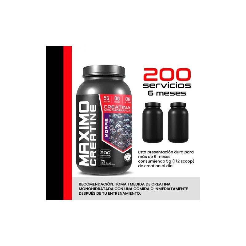 Creatina Monohidratada Maximo Protein 1kg 200 Porciones