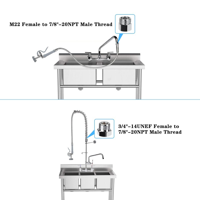 Pre Rinse Spray Valve with Stainless Hose 44inch Flexible Commercial