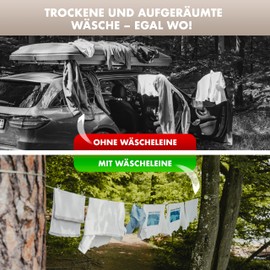 NATURBUMMLER® DryLine+ Extendable Washing Line Camping Clothesline 10 m - Weatherproof & Space Saving - Ideal for Outdoor, Travel, Motorhome, Balcony & Garden - Ultralight Camping Accessories (Green)