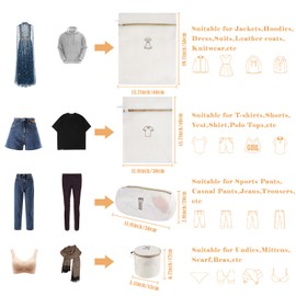 Yonchic Mesh Laundry Bag for Delicates, Thick Durable Laundry Bags with Premium Zipper, Washing Machine Wash Bags for Blouse, Socks, Bra, Travel Organization Bag (1M, 1L, 1Bra Bag, 1 Round Bag)