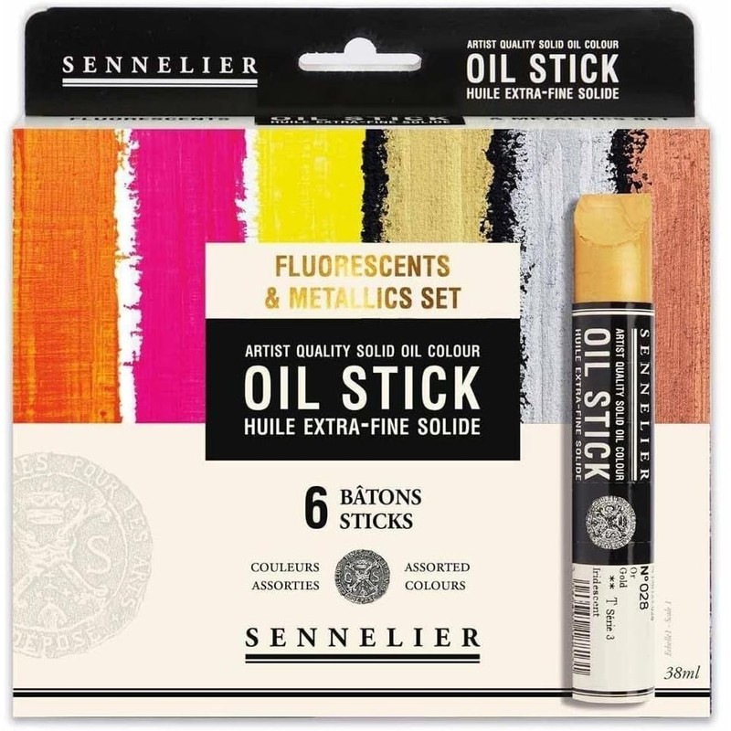 Sennelier Oil Sticks Fluorescent & Metallics Set of 6 Oil