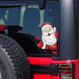 Iprokiu Funny Christmas Peeking Sticker Santa Claus Window Sticker Snowman Decal for Car Window Bumper Waterproof Vinyl Car Sticker Christmas Car Decoration (Santa Claus Right)