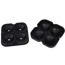 Bandeja para cubitos de hielo en forma de diamante Molde para hacer hielo para pasteles 4 ranuras(黑色)