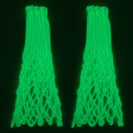 Sanung Fluorescent Basketball Nets Night Glow Basketball Net with 12 Loops 6 Knots All-Weather Anti-Whip Luminous Basketball Net Replacement for Indoor Outdoor Glow in The Dark, Set of 2