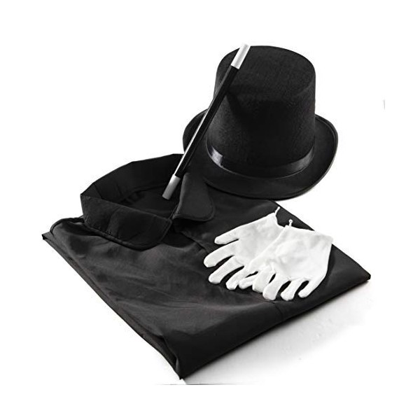 Kids Magician Costume Toy Kit Set for Boy and Girls with Top Hat, Cape, Magic Wand, and White Gloves for Magic Tricks Show and Halloween Costume | Great Gifts For Toddler and 6-8 9-12 year old Kids