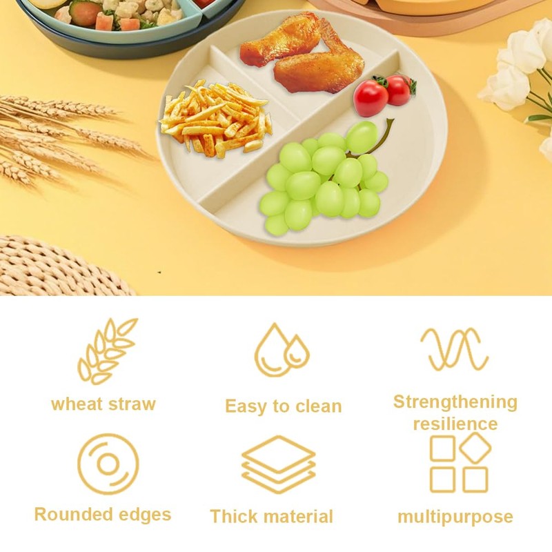 SJDOFU Divided Dinner Plates, 6 PCS Divided Diet Plates, Reusable