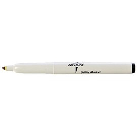 Medline Sterile Regular Tip Surgical Utility Markers with Ruler and 6 Labels, Non-Smearing Black Ink, 6 Inch Ruler, Case of 50 Each