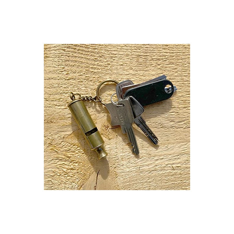 FTWDesign Brass Whistle Keyring, gold