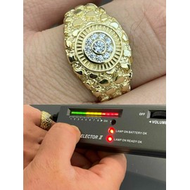 Men's 0.5ct Moissanite Ring - 14k Gold Vermeil Solid 925 Sterling Silver Cluster Nugget Ring - Iced Hip Hop Nugget Men's Ring Sizes 6-13 - Real Moissanite Stones (11)