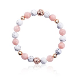 JTMKYO 1 Piece Pink Crystal Natural Stone Beaded Bracelet, Reduce Stress and Relieve Anxiety, Women's Fashion Bracelet, Hand Accessories, Suitable Gift for Women