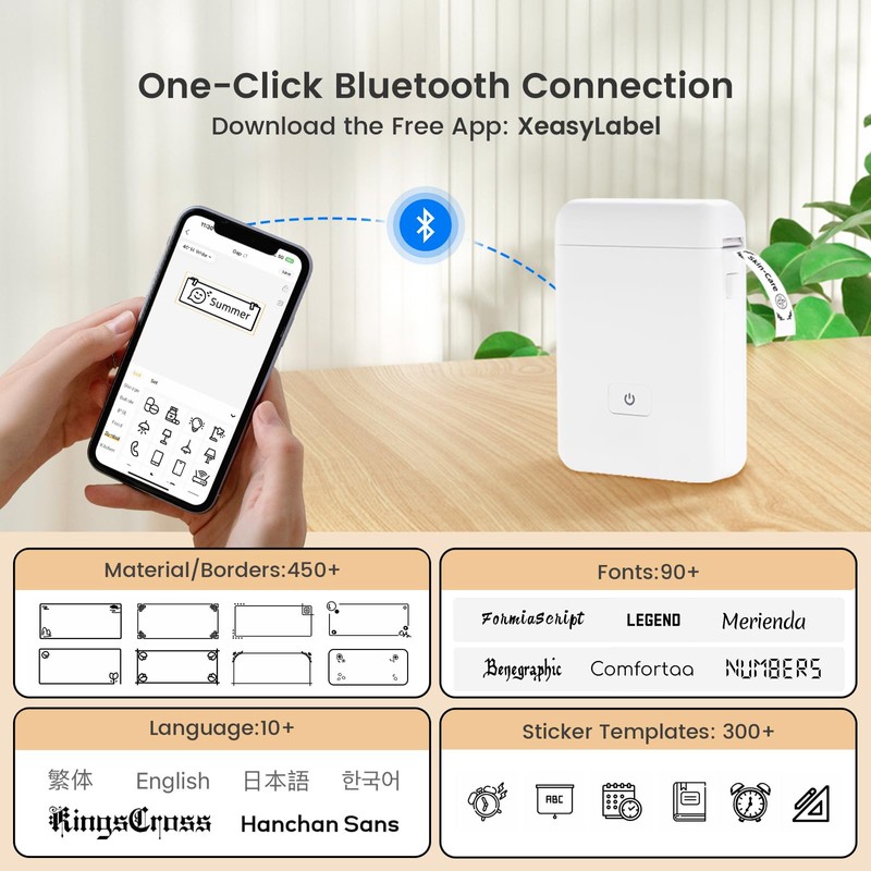 Label Maker Machine with Tape - HP2 Portable Smartphone Sticker