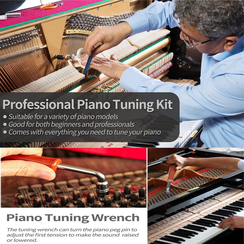 Piano Tuning Kit Professional Wrench Hammer Rubber Mutes Set Including