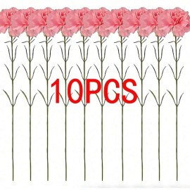 10pcs Artificial Carnation Flowers Silk Material Stems Suitable for Funeral Arrangements Wedding Bouquets Wreath Decorationscolor: 10pcs pink