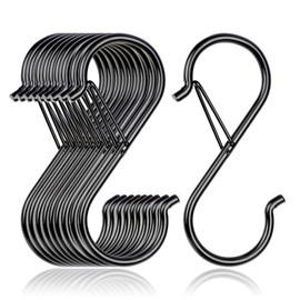 S Shaped Hooks, No Fall Off, Black Set of 10 (3.5 inches (9 cm) x 3.9 inches (10 pcs) S-shaped Hooks Anti-Fall Off VIPITH S-Shaped Hooks Universal Hooks S Shaped Hooks Kitchen Bathroom Bath