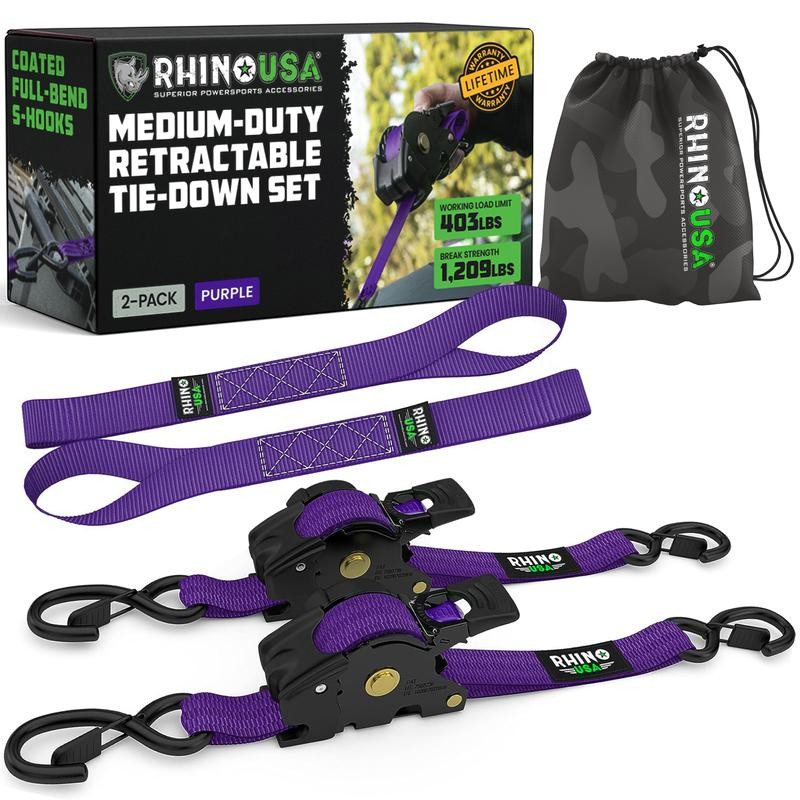 Rhino USA 1" x 10' Retractable Ratchet Straps (select 2