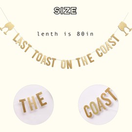 ZAIBIANHAO Last Toast on The Coast Banner - Coastal Bachelorette Party Garland Decorations,Gold Glitter Banner for Nautical Bridal Shower Party Supplies,Bride to Be Party Supplies