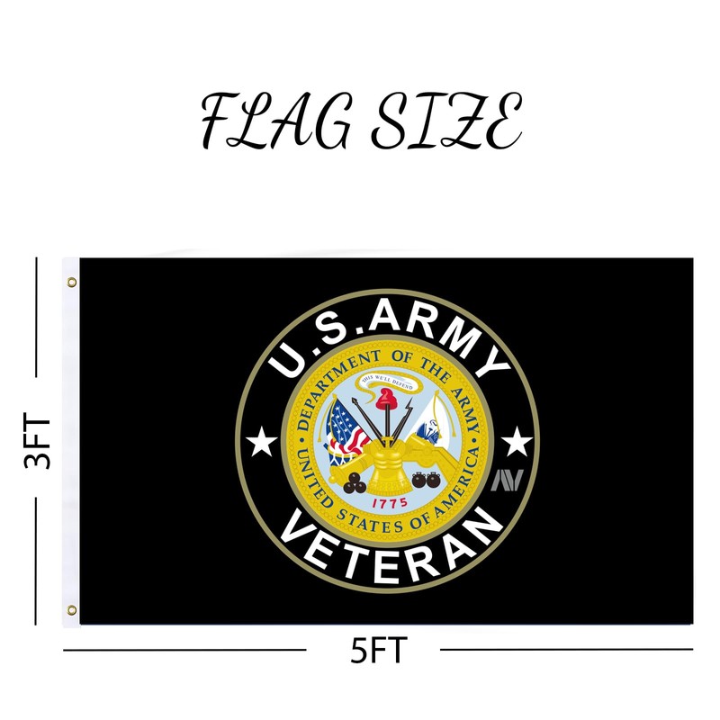US Army Veteran Emblem Flag 3x5 Ft Double Sided Printing