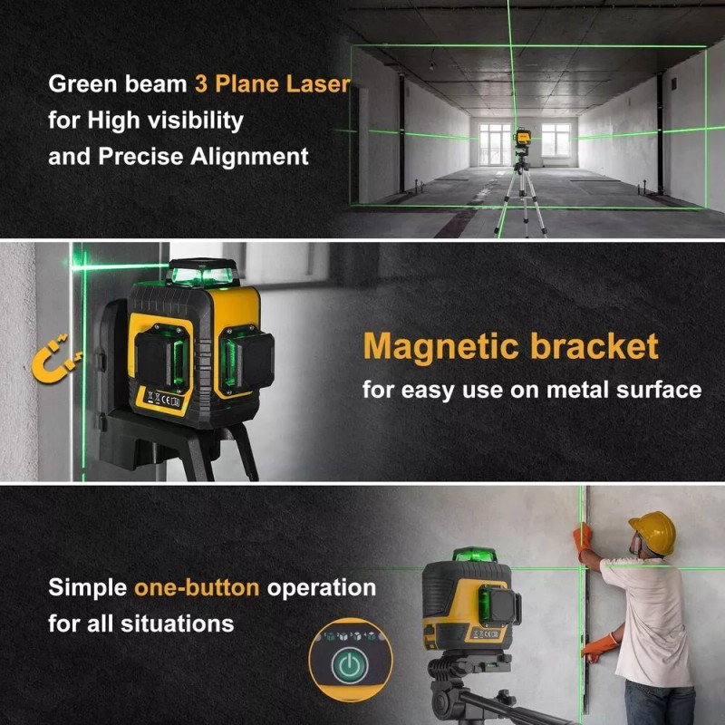 PREXISO 82 Ft 3x360° Self Leveling Laser Level Cross Line