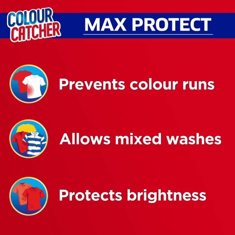 Colour Catcher Max Protect Laundry Sheets, Helps Prevent Colour Run