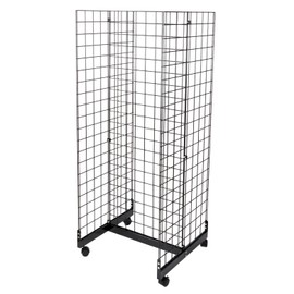 SSWBasics 2 Foot x 2 Foot Black Grid Gondola Unit - Durable Retail Display Rack for Stores, Boutiques, Trade Shows, and Craft Fairs - Sturdy Black Wire Display Rack for Vendors - Rolling Wire Grid