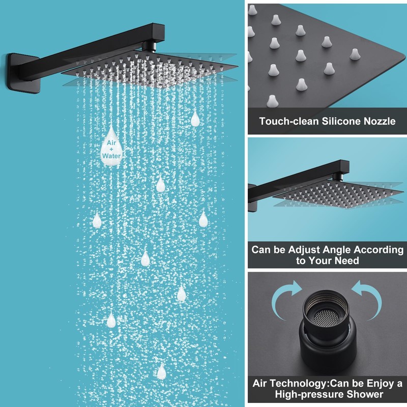 RTTWYYUU Matte Black Shower Head and Handle Set 8 Inch,
