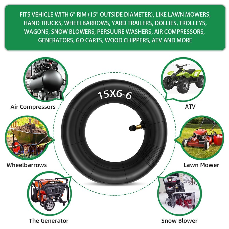 LAXEEM 2Pack 15x6.00-6" Inner Tubes with TR87 Angled Valve Stem