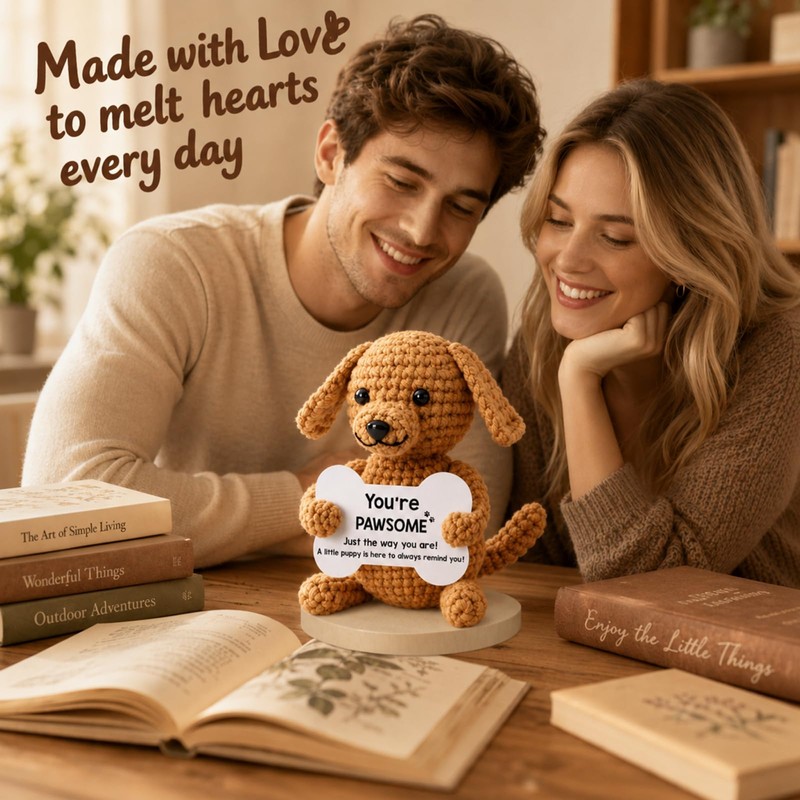 2PCS Positive Crochet Animals, Dog Ornaments For Home Office Decor