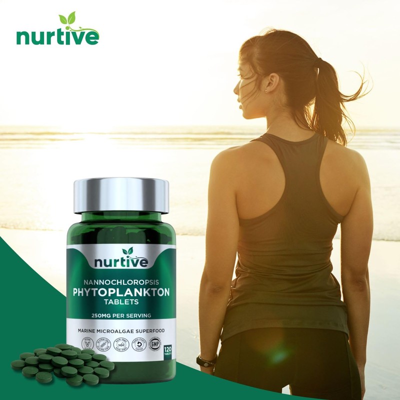 Nannochloropsis Phytoplankton Tablets – 250mg per Serving – Vegan, Gluten-Free,