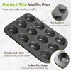 SiypWok Stainless Steel Muffin Pan, Food Grade Cupcake Pan-Blak 12